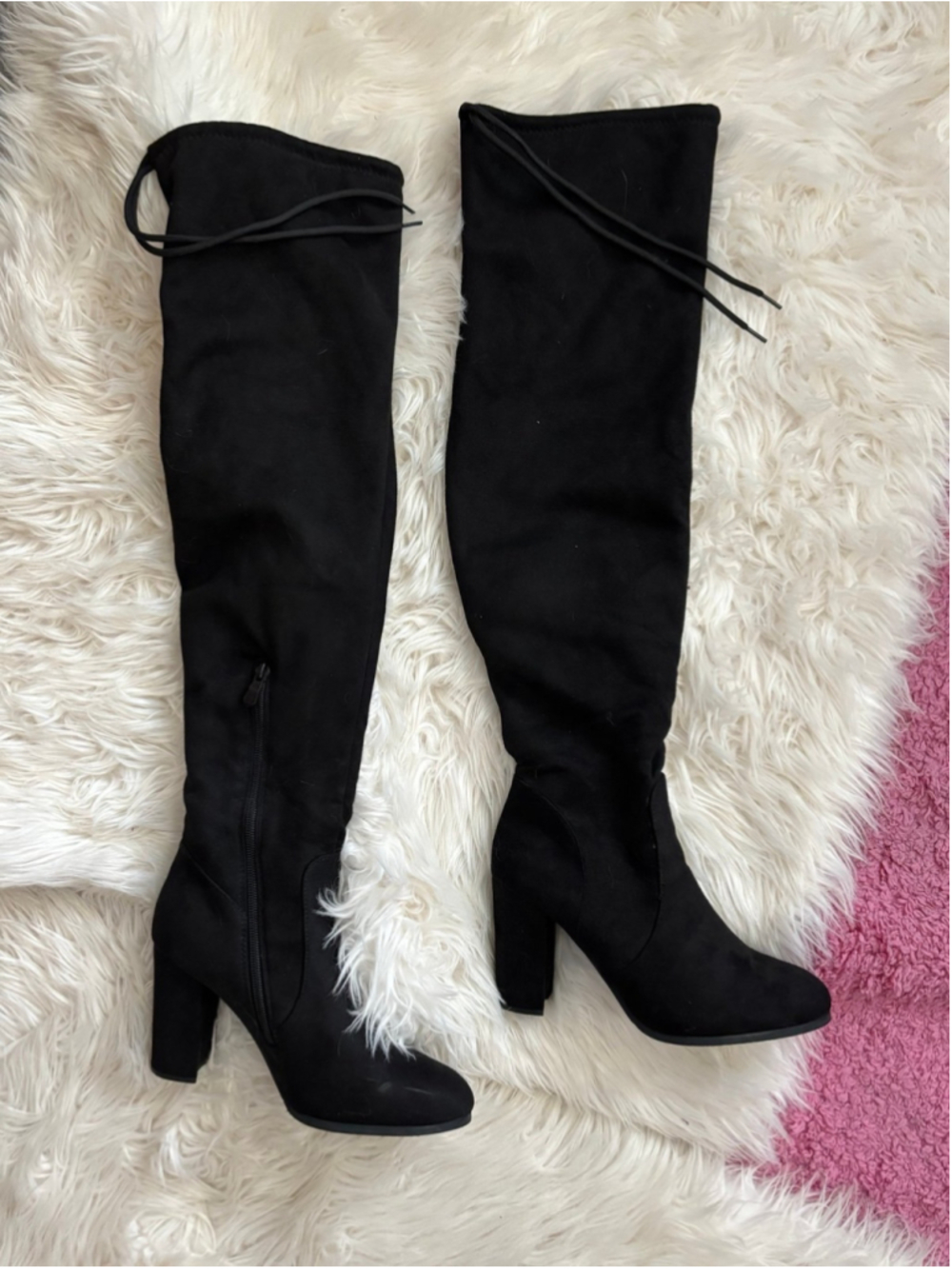 Dream Pairs Black knee thigh high Boots Chunky Heel Stretch Boots Sexy Fall 8.5 - Picture 6 of 9